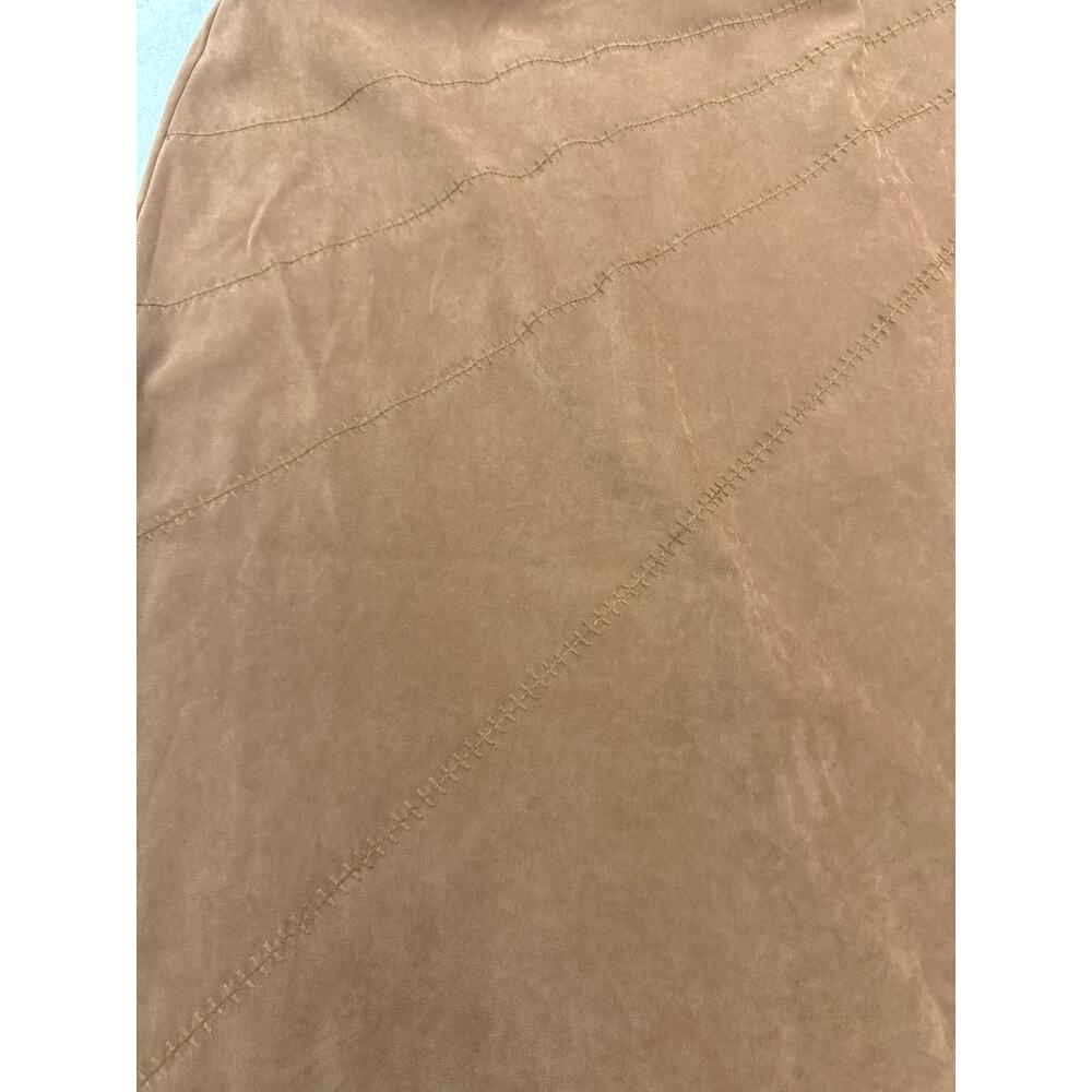 🤎 Norton McNaughton Woman 20W Brown Y2K Stretch A-Line Midi Skirt Plus - Picture 2 of 4